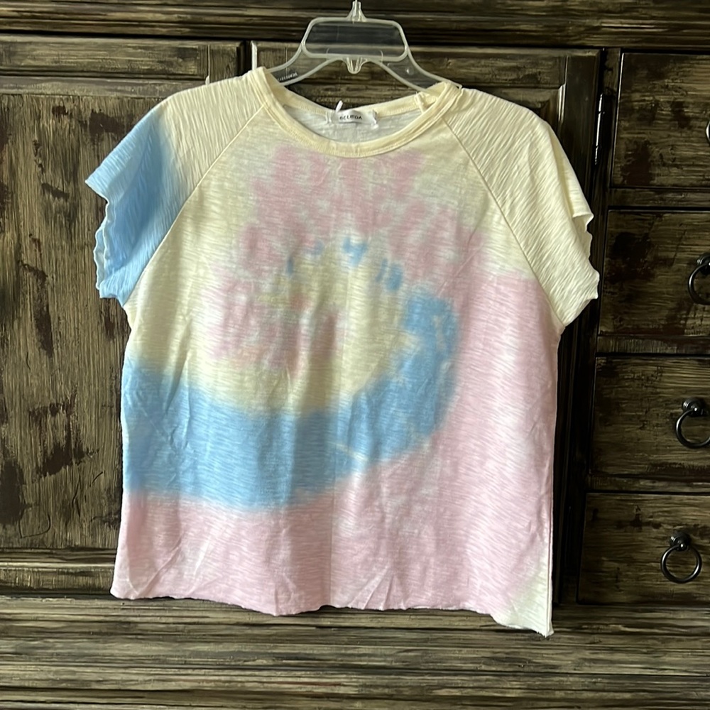 Pastel tyedye cap sleeve shirt